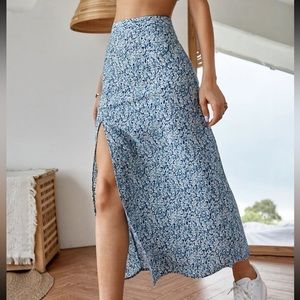 Blue Floral Maxi Skirt